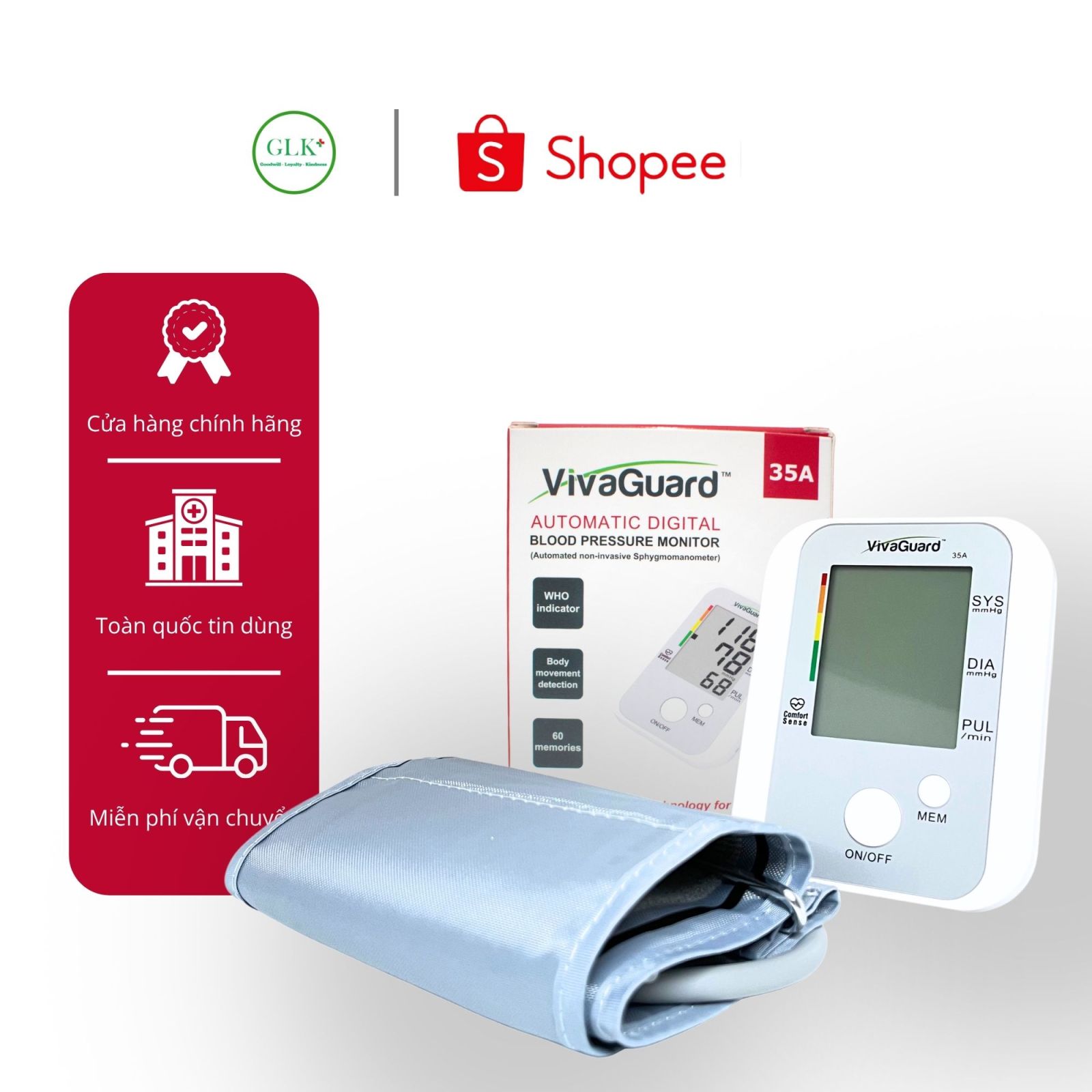 Máy đo huyết áp VivaGuard AS-35A chính hãng | GLK Medical