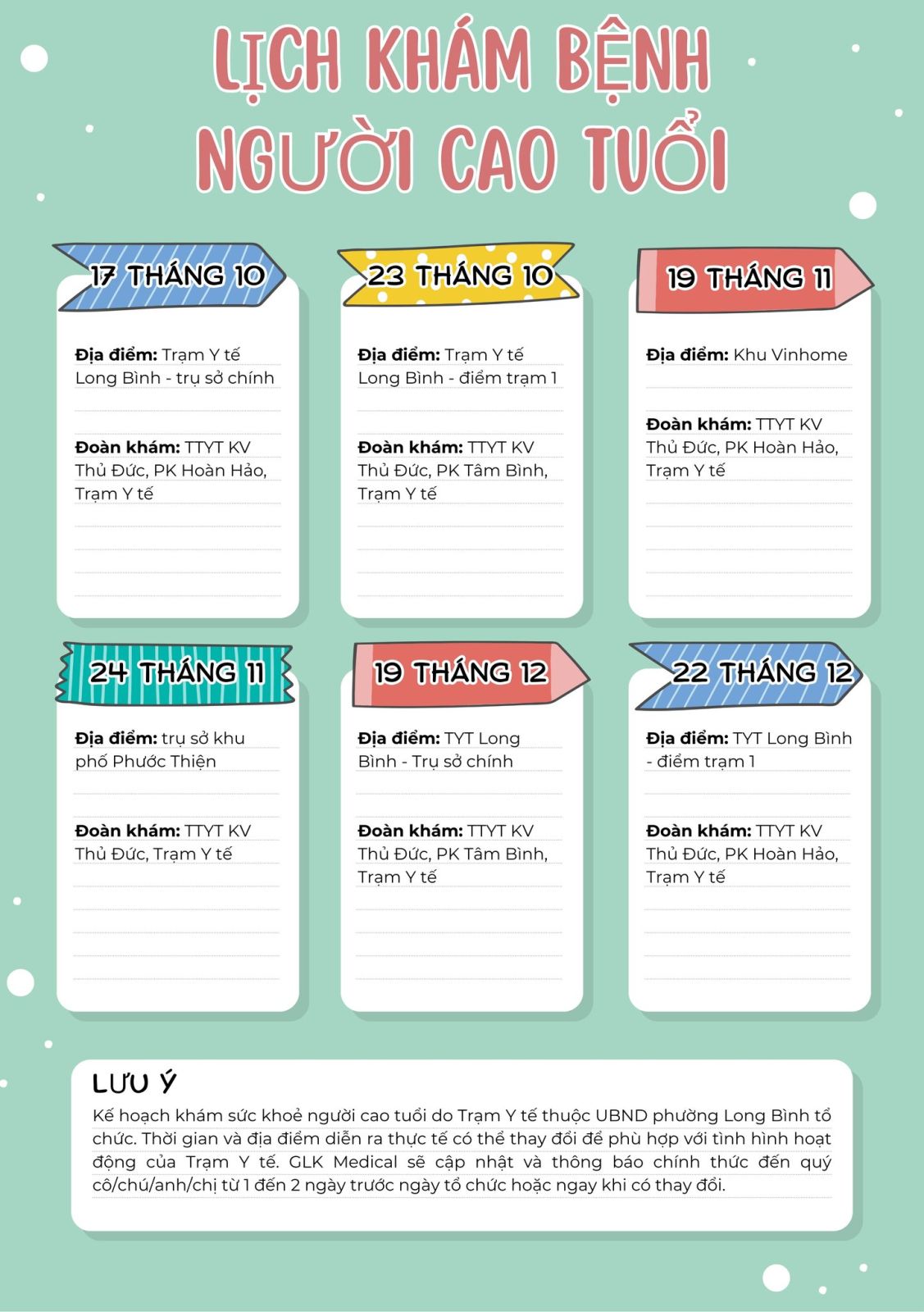 LỊCH KHÁM SỨC KHỎE NGƯỜI CAO TUỔI PHƯỜNG LONG BÌNH, TP. THỦ ĐỨC