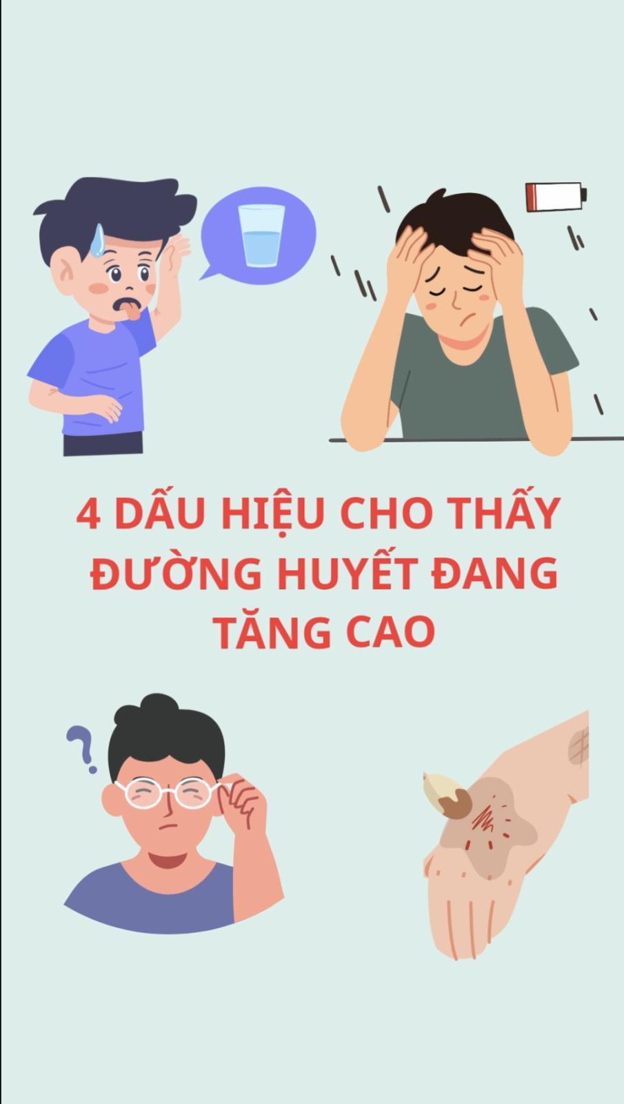 4 DẤU HIỆU CẢNH BÁO ĐƯỜNG HUYẾT TĂNG VỌT CẦN KIỂM TRA NGAY!