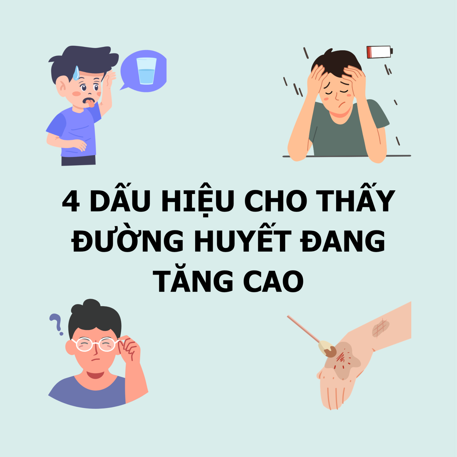 4 DẤU HIỆU CẢNH BÁO ĐƯỜNG HUYẾT TĂNG VỌT CẦN KIỂM TRA NGAY!